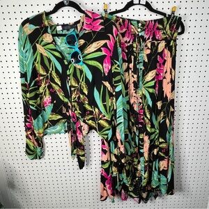 #21 Rachel Roy Tropical Bundle Large/XL Cropped Long Sleeve Maxi Button Skirt